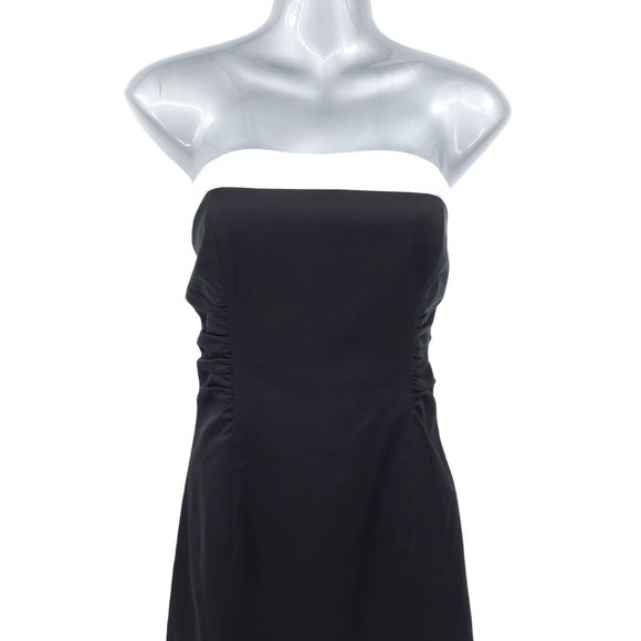 NEW Kay Unger Black White Trim Strapless Mini Cocktail Dress 10 Ruched Sheath - Picture 2 of 11
